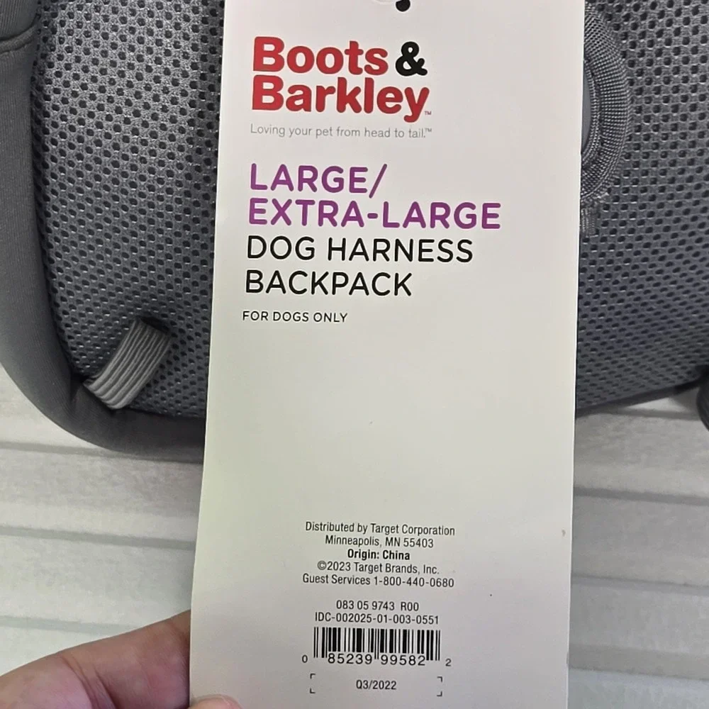 Boots & Barkley Dog Harness Backpack Large Extra Large Gray Waste Bag Holder NWT